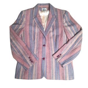 Country Suburbans Vintage 70s 80s Striped Wool Blazer Size 12